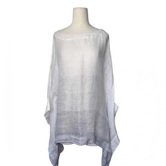 J. McLaughlin 100 % Linen Ombre Stripe Tunic kimono  blouse size M/L - Picture 6 of 9